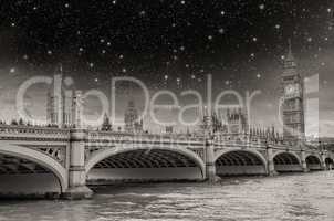 london, uk - stars above palace of westminster (houses of parlia