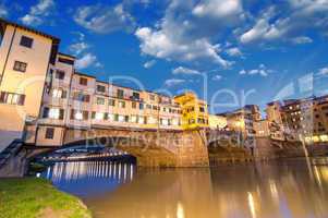 florence, italy. wonderful sunset above magnificent ponte vecchi