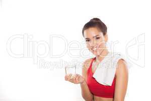 Athletic woman with glass of water