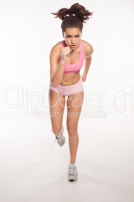 woman athlete running towards the camera