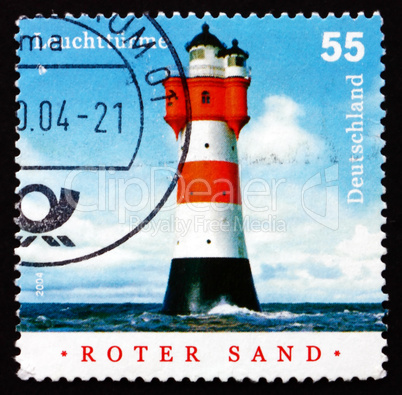 postage stamp germany 2004 roter sand, lighthouse