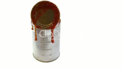 Metal can with tomato sauce