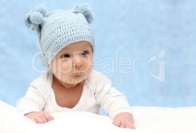 Baby in knitted hat