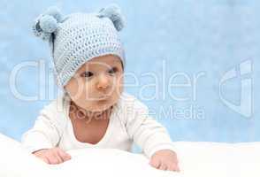 Baby in knitted hat