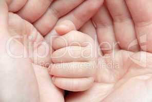 Baby hand in mother's hands