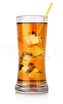 Amber cocktail in a glass isolated