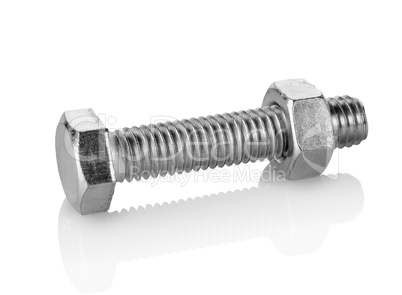 Big bolt and nut isolated
