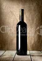 Black bottle of red wine