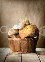 Bread assortment in a basket