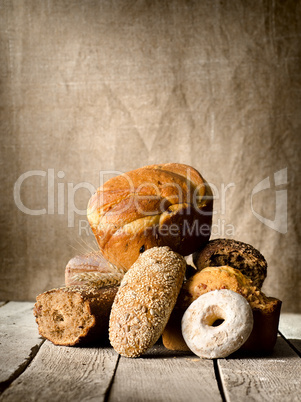 Bread on the old table