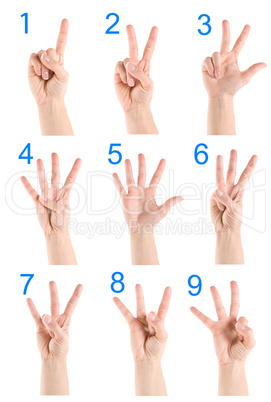 Collage hand showing number