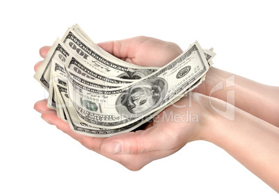 Hand holds hundreds of dollars