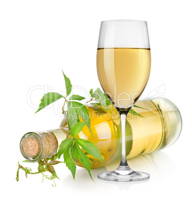 White wine glass and vine