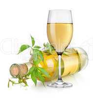 White wine glass and vine