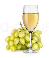 Wineglass and a bunch of grapes