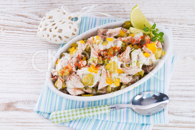 mackerel fillet with salad
