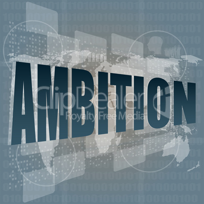 ambition word on blue digital touch background