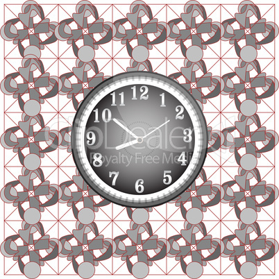 Abstract background pattern with modern wall clock