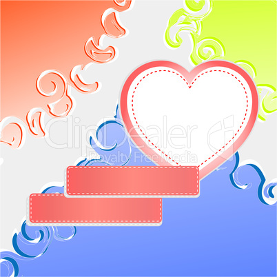 Cute doodle romantic abstract background with heart