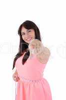 weight loss woman smiling happy excited standing with measuring