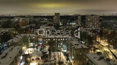 City timelapse at night. Moscow, aerial view. Wide shot, high angle.