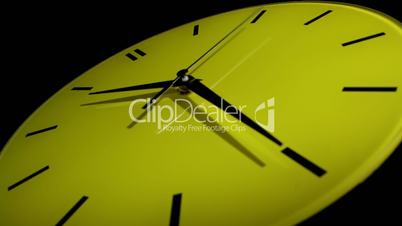 Yellow clock. Time lapse.