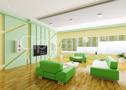 Modern living room interior 3d