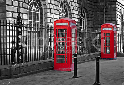Traditional British telephone boxs