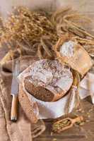 Freshly baked traditional bread - selective focus