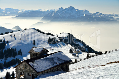 view from Rigi alp in winter