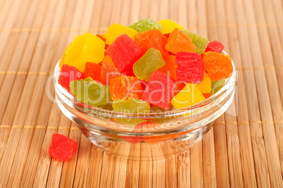 Candied fruit in a vase.
