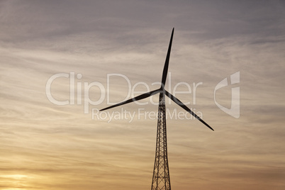 Wind power station (evening light) in Lower Saxony, Germany