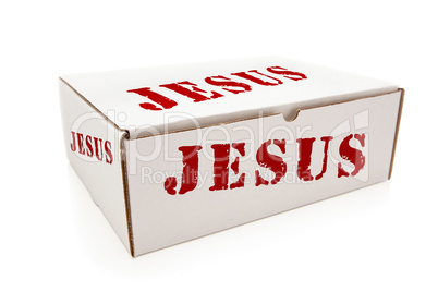 White Box with Jesus on Sides Isolated