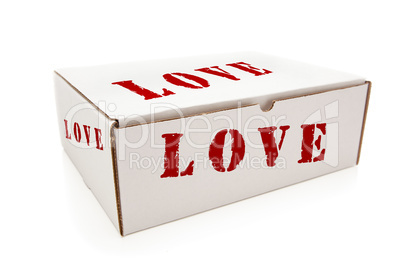 White Box with Love on Sides Isolated