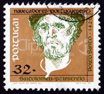 postage stamp portugal 1990 bartolomeu perestrelo, navigator and