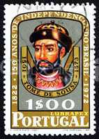 postage stamp portugal 1972 tome de sousa, nobleman and soldier