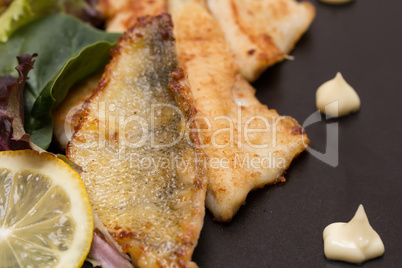 Fried Perch Filets with Lemon and Salad