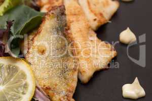 Fried Perch Filets with Lemon and Salad