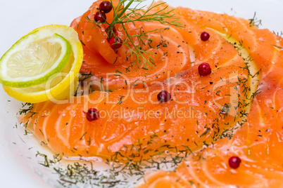 Salmon Carpaccio with Pink Pepper and Juice of Two Lemons