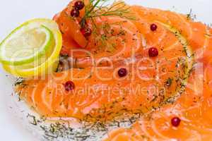 Salmon Carpaccio with Pink Pepper and Juice of Two Lemons
