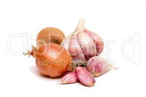 Pink Garlic and Yellow Onion