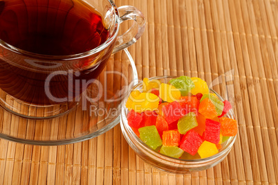 Cup of tea with candied fruits Cup of tea with candied fruits