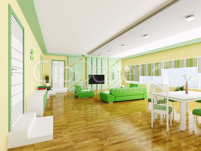 Interior of modern apartment 3d