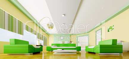 Interior of modern living room panorama 3d