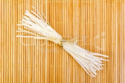 Noodles rice on a bamboo napkin