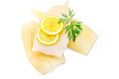 Squid cleaned with dill and lemon