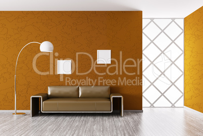 Modern interior with sofa 3d render