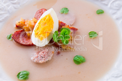 Polish Easter soup with egg and sausage