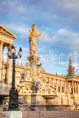 Sculptures in front of the austrian parliament building in Vienn