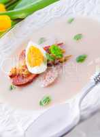 Polish Easter soup with egg and sausage